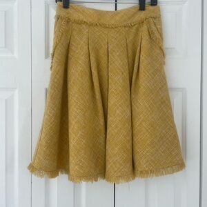 Anthropologie Mustard Yellow Fringe Skirt